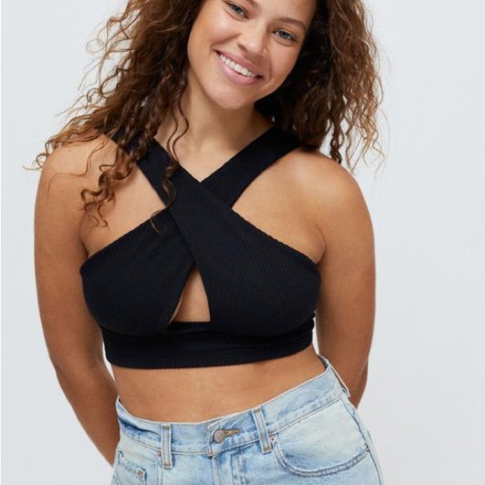Urban Outfitters Boiling Point Cross-Front Cropped Top